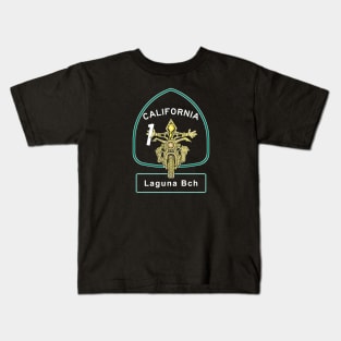 Motorcycles Laguna Beach on California PCH Kids T-Shirt